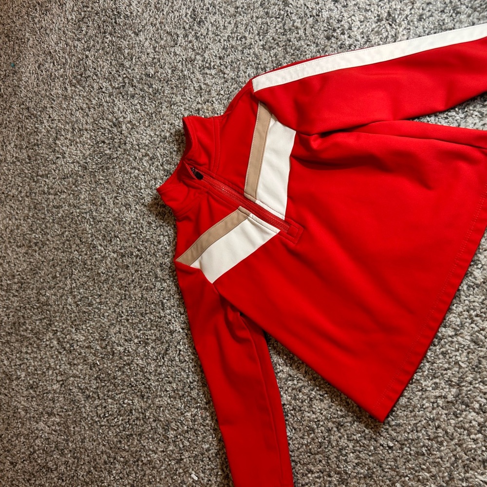 Red and White Quarter-Zip Pullover